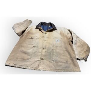 Carhartt Blanket‎ Lined TAN COAT -Mens Jacket Vintage 3X BUTTONS Detroit?